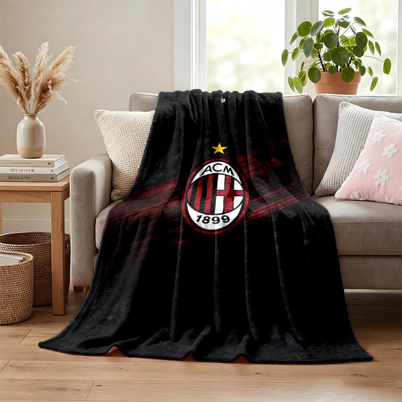 AC Milan Blanket Flannel Blanket Soft Cozy Plush Throw for Sofa Bed Lightweight Home Decor
