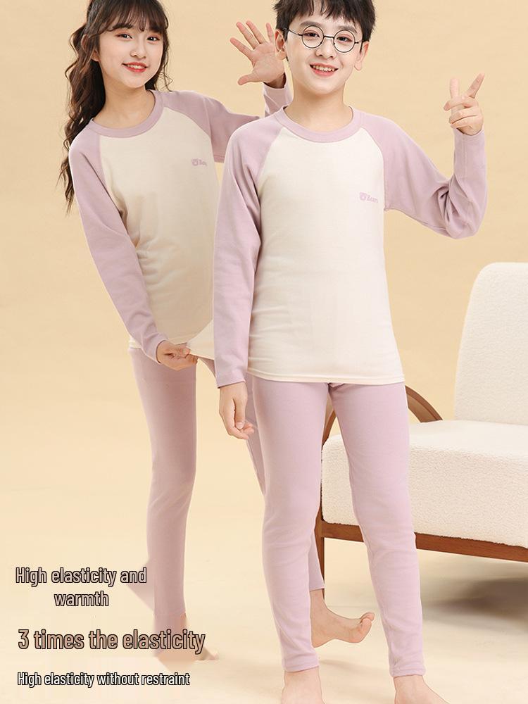 Children's Cotton Pajama Set: Boys' & Girls' Warm Flannel Base Layer for Autumn