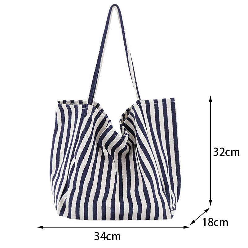 Borsa a Shopper da Donna in Tela di Grande Capacità Semplice Borsa a Spalla a Strisce Borsa a Mano con Manico Superiore Femminile Casual Multifunzionale da Viaggio