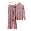 Women's 2 Piece Outfits Sweater Sets Cable Knit Long Sleeve Pullover Tops Wide Leg Pants Tracksuit Lounge Matching Set Fall Winter Sweatsuit for Women