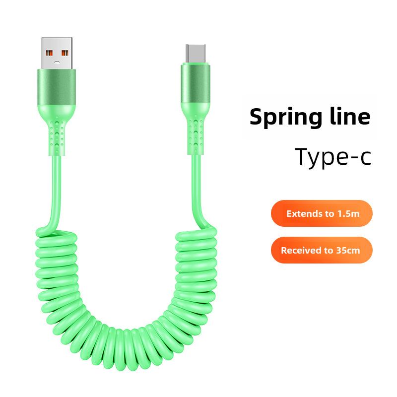 6A Kabel do CarPlay Sprężynowy Wyciskany 6A do Super Szybkiego Ładowania, Kompatybilny z Urządzeniami Huawei i Apple 14.