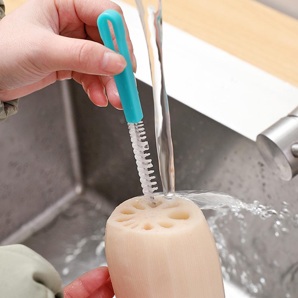 מברשת ניקוי לבקבוקי קש רב-תכליתית פלדת אל-חלד מברשות מטבח שורש לוטוס כוס מים Q7T1