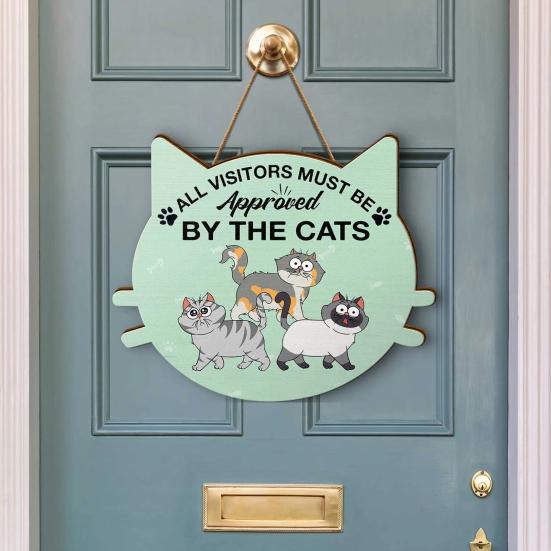 Cat Planning Escape Sign Please Keep Door Closed Wooden Sign Door Hanging Welcome Sign Housewarming Gift for Cat Lovers