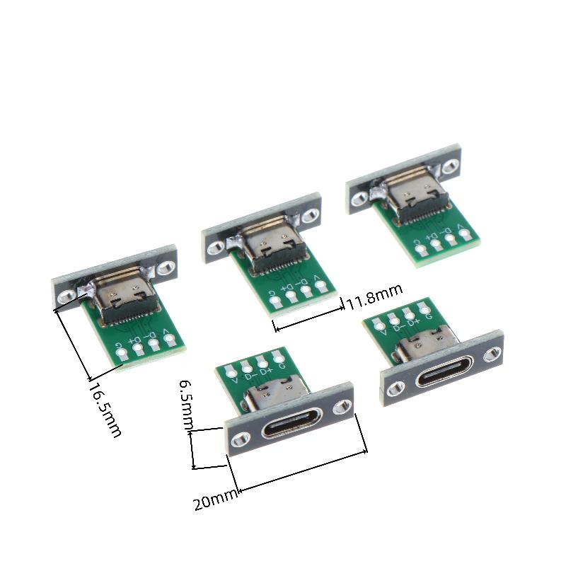 5/10/20Pcs Type-C Usb Jack 3.1 Type-C 4Pin 2Pin Female Connector Jack Charging Port Usb 3.1 Type C Socket With Fixing Plate