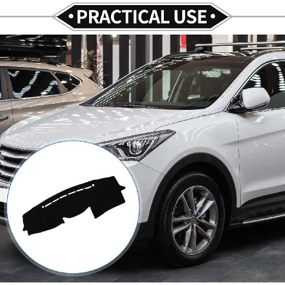 Dash Cover Compatible for Hyundai VeraCruz 2007-2012, Non-Slip Dash Cover Mat Polyester Black Front Dash Cover Mat
