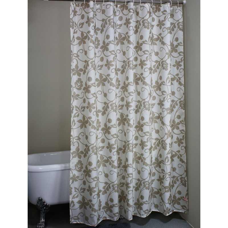 Flowers Print Patterned Shower Curtain Hook Set Waterproof Bathroom Supplies