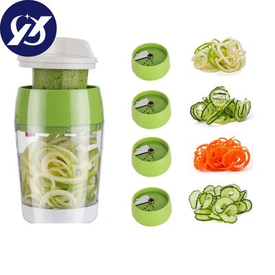 Spiral Vegetable Cutter Zucchini Noodle Maker Vegetable Cutter Tube Extruder Multifunctional 4 In 1 Design Manually Adjustable Sharply Knives