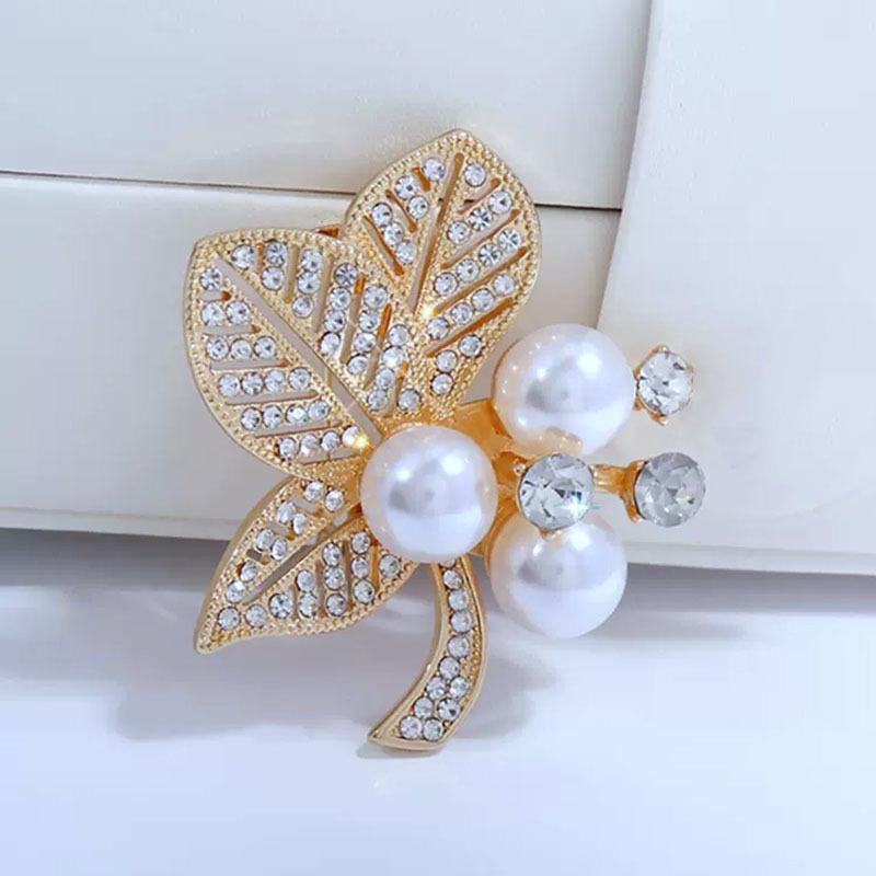 

Брошь в виде листа с жемчугом Женская Дизайнерская Брошь Niche Tide Pin Аксессуары