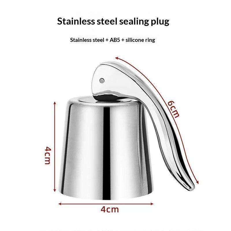 Wine Bottle Stopper Stainless Steel Eco Friendly Silicone Reusable Leak Proof Wine Sealer for Bar Kitchen Daily Use