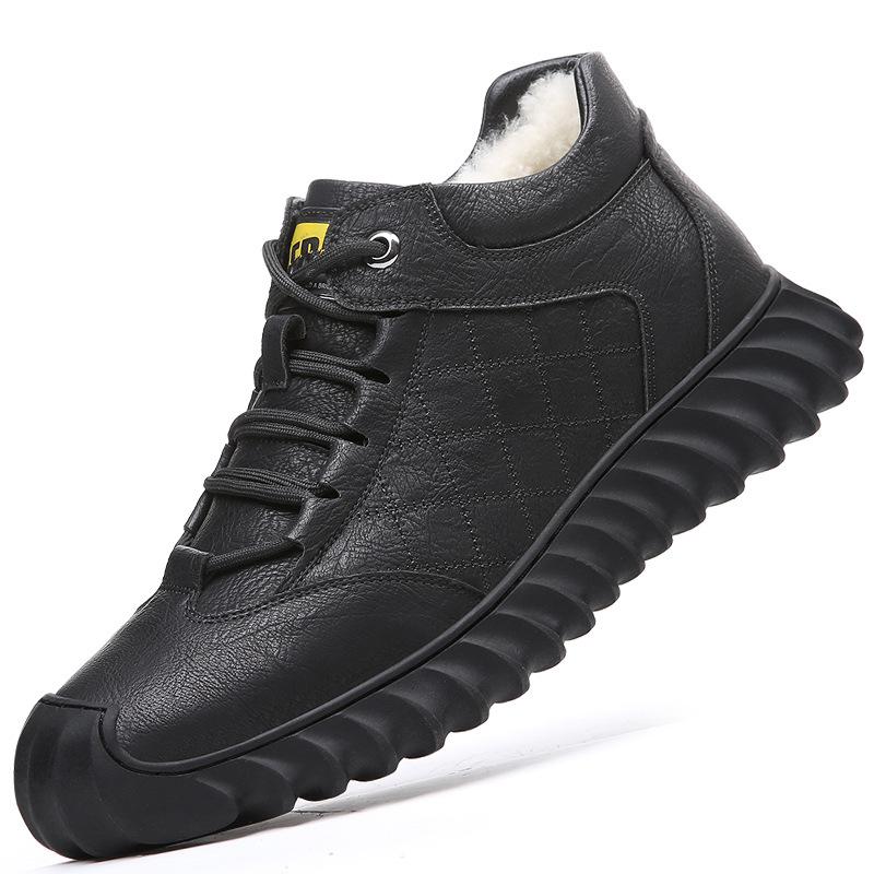 New Winter Men's Shoes Genuine Leather Velvet Thickened Warm Cold and Non-slip Outdoor Casual Leather Shoes Men's Cotton Shoes