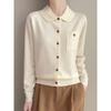Spring and Autumn New Casual Simple Lapel Knitted Cardigan Solid Color Single Pocket Sweater Jacket