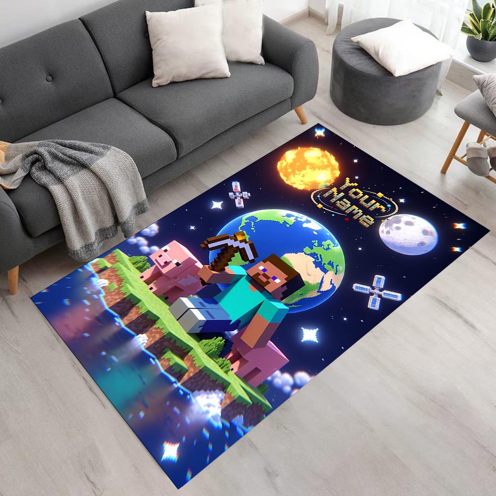 Minecraft Personalized Name Area Rug Suitable for Entryway Bedrooms Game Room Living Rooms Anti-slip Rug Decorate Offices Best for Christmas