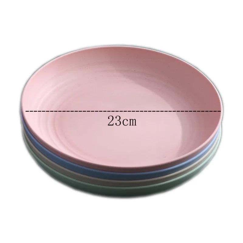 LMETJMA 4Pcs Lightweight Wheat Straw Plates Unbreakable Reusable Dinner Dishes Set Dishwasher & Microwave Safe JT93