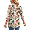 Women's Fashion Casual Christmas Print V-Neck Three-Quarter Sleeve Blouse