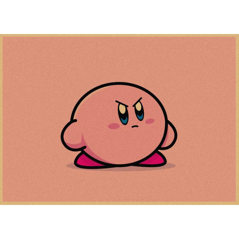 Kirby Retro Japanese Anime Poster - Cartoon Kraft Paper Wall Art