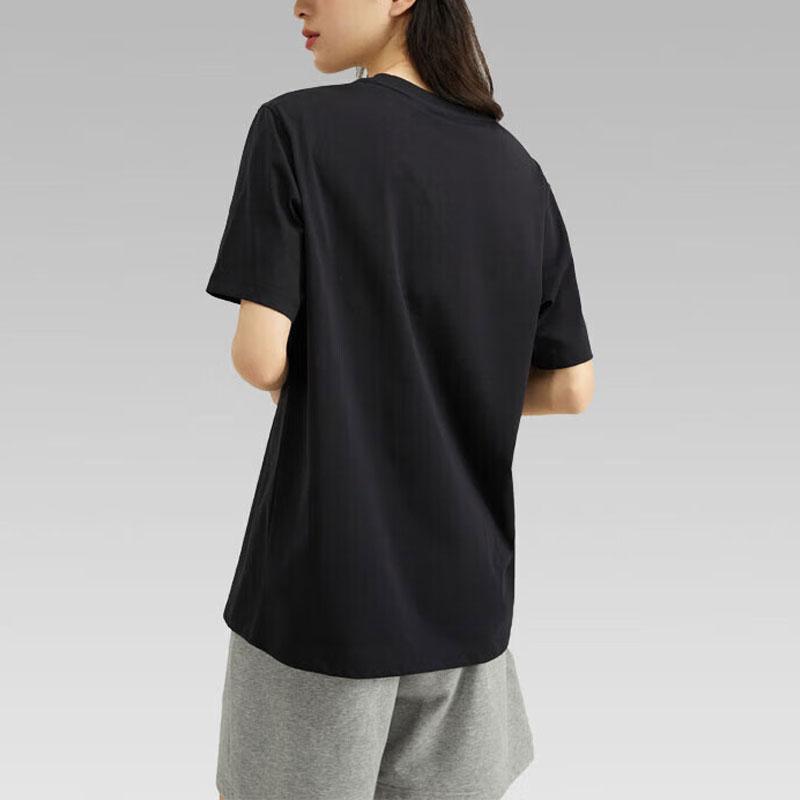 Skechers Colorful Casual Series Solid Color Breathable Round Neck Knitted Short Sleeve T-Shirt Unisex Tops Carbon-Black L223U165-0018