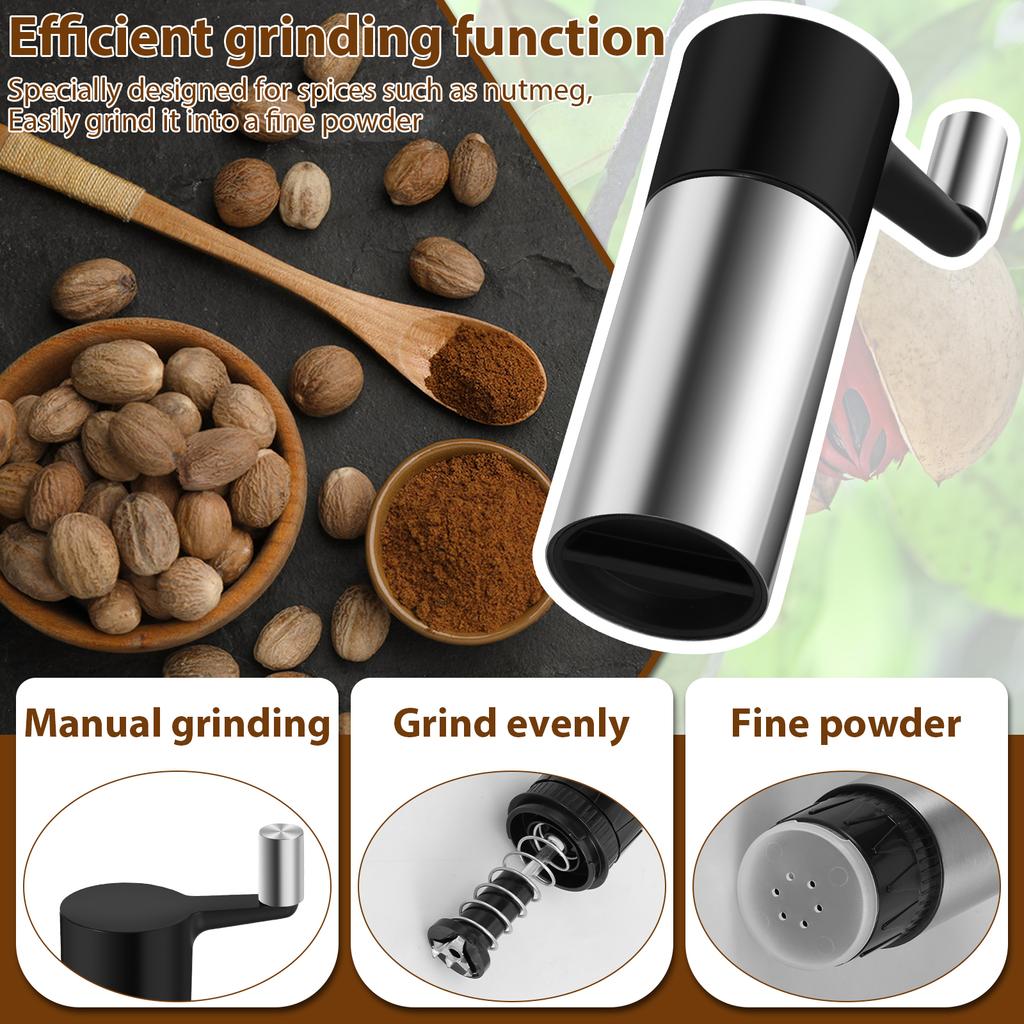 1 Pc Manual Nutmeg Mill Grater Stainless Steel Spice Mill Adjustable Coarseness Grinding Machine for Cooking Kitchen Accessories