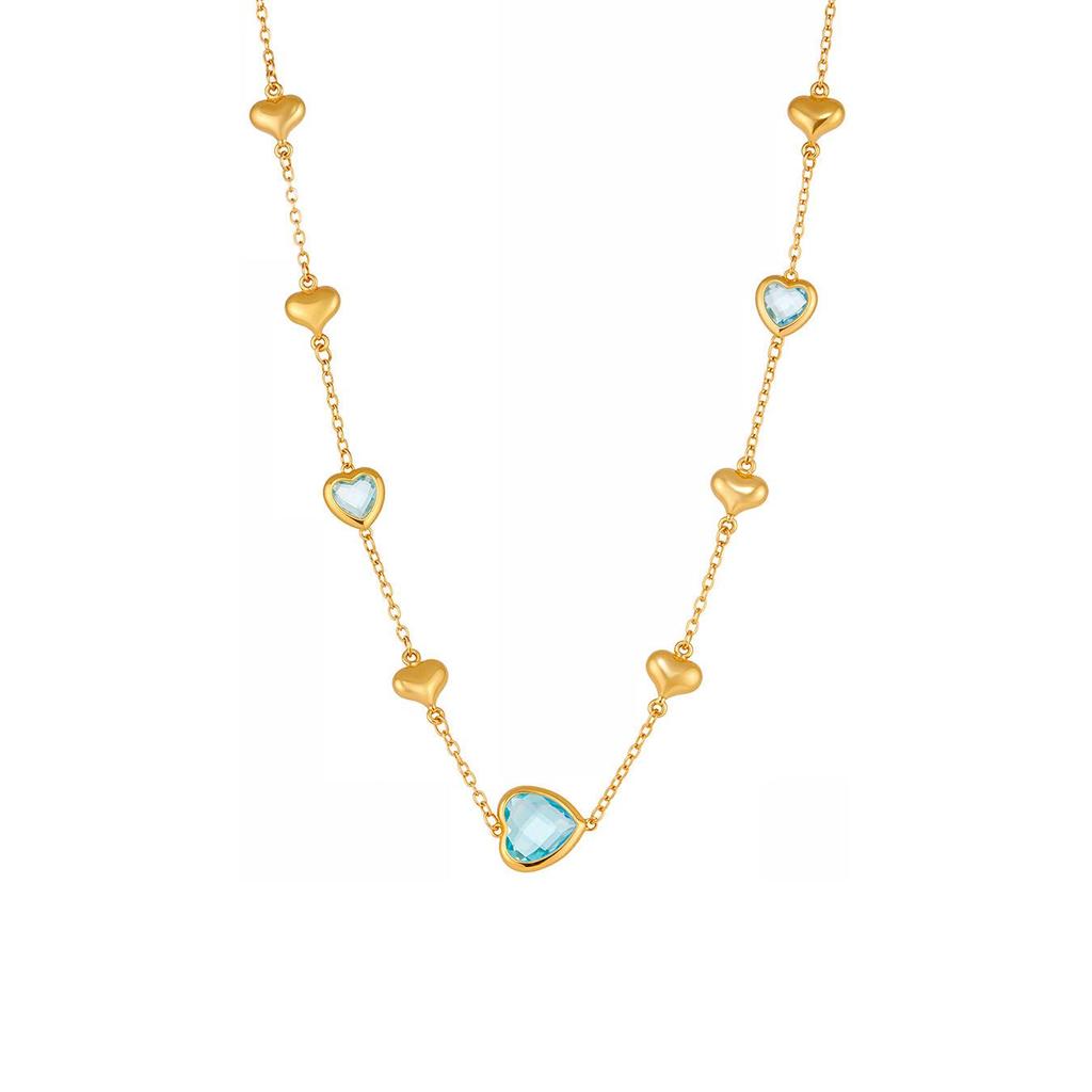 Qiong Yao 18k Gold-Plated Faceted Glass Stone Heart Necklace