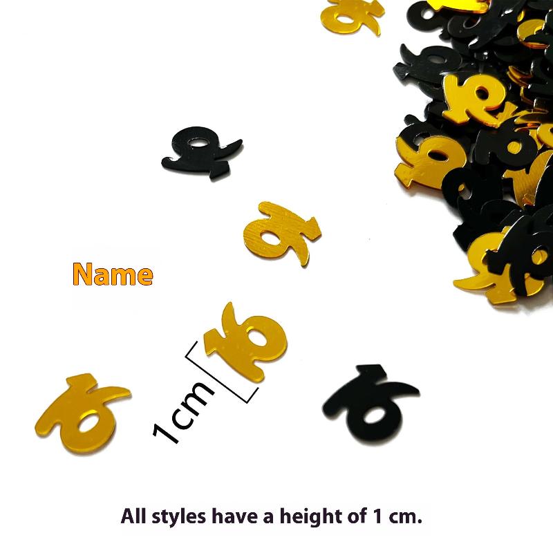 15g/Bag Digital Gold Black Confetti Glitter Number 18/21/30/60/70 Paper Scraps Birthday Party Anniversary Wedding Decoration