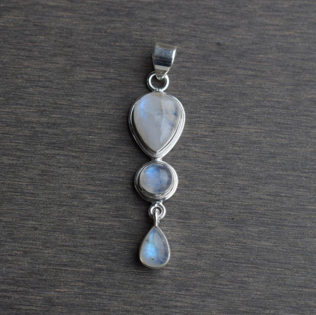 Natural Moonstone Pendant, Handmade Pendant, 925 Sterling Silver Pendant, Multi Stone Pendant, Anniversary Pendant