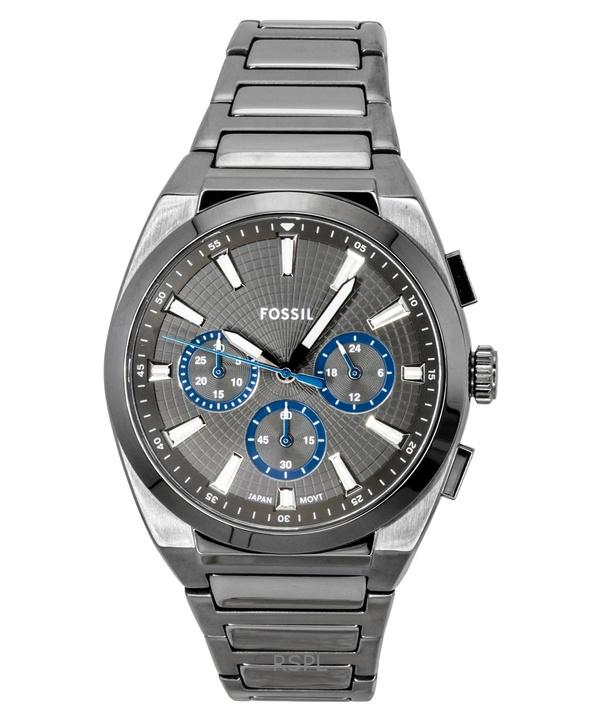 Fossil Orologio da uomo Everett Cronografo Acciaio Inossidabile Fumè Quadrante Grigio Quarzo FS6107