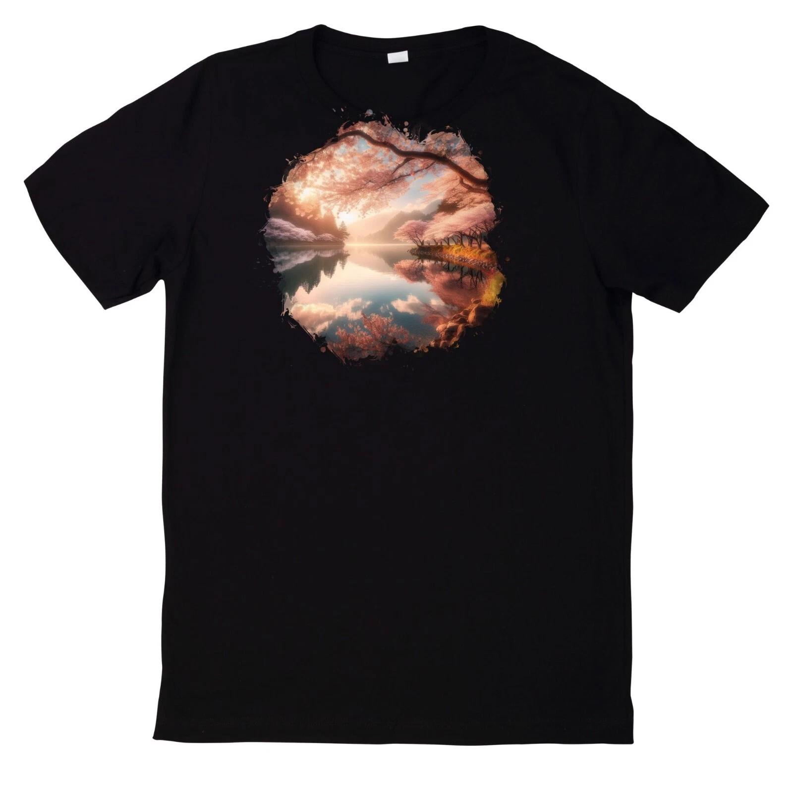 T-Shirt Aquarell ruhige Kirschblüten Welt Motiv M
