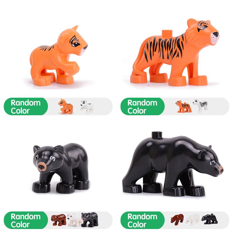 Big Building Blocks Marine Farm Animal Cat Dog Accessories Lion Shark Compatible With Duploed City Education Children Gift Toys