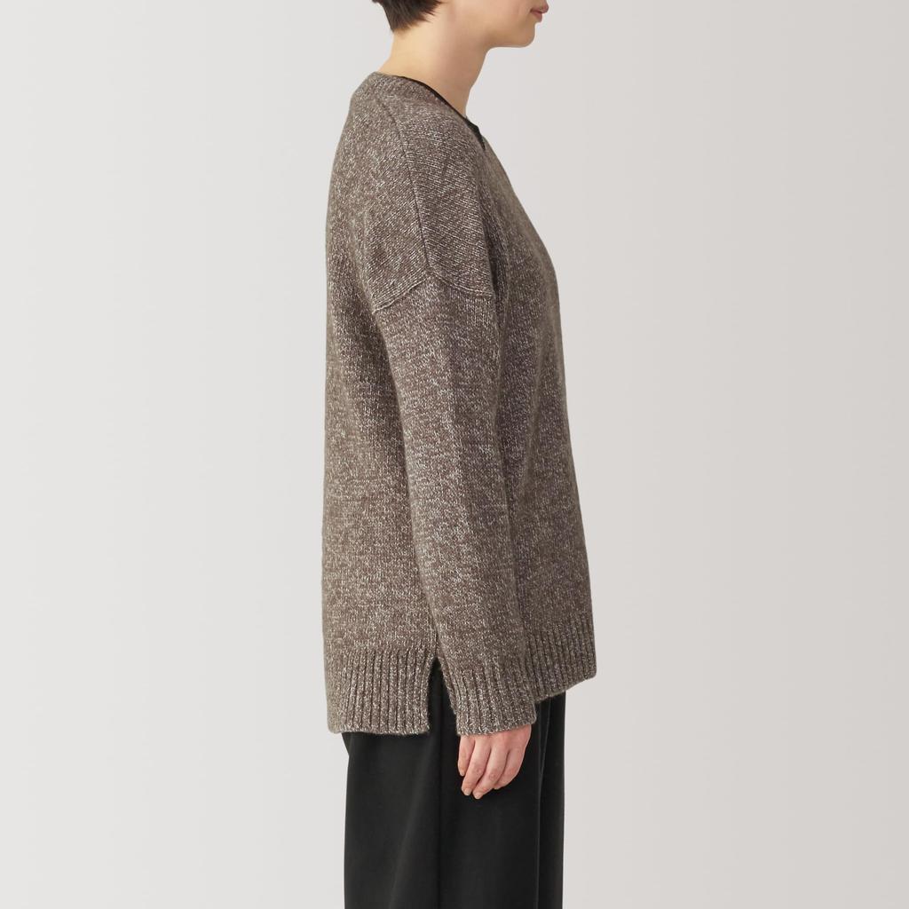 MUJI Yak Blend Dark Mocha Size Size S Women's V-Neck Sweater, Brown, BA1P9A4A, Women's