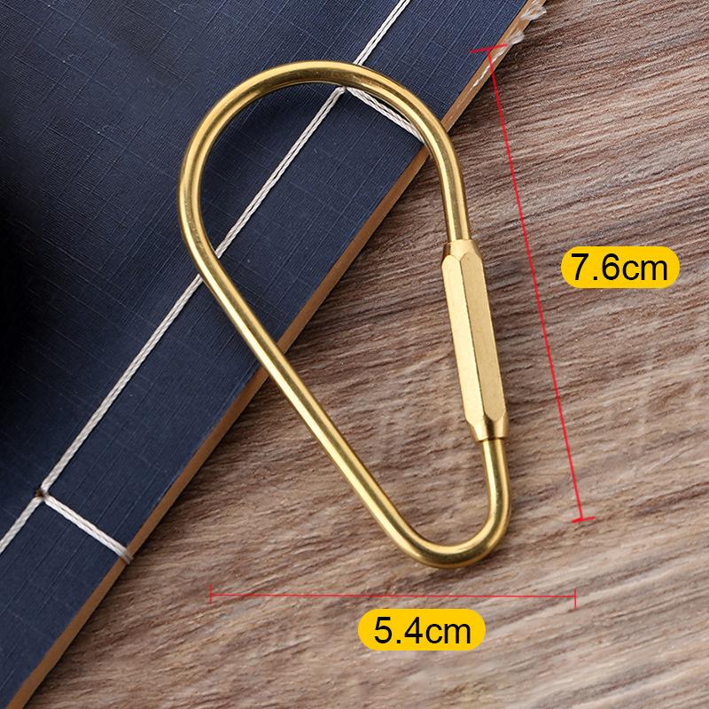 

Simple Copper Keychain With Screw Lock D-Shape Hooks Key Ring Carabiner Buckles Clip D-Type Waist Hanging Key Holder Accessories