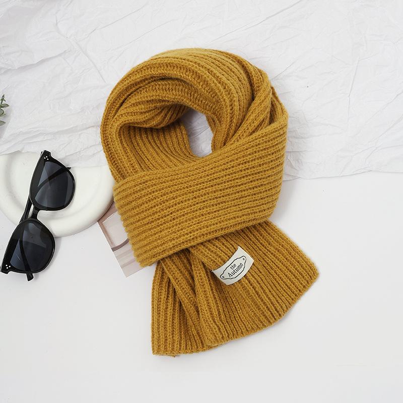 Scarf women's high-end sense autumn and winter new versatile solid color thickened warm wool knitted scarf scarf scarf
