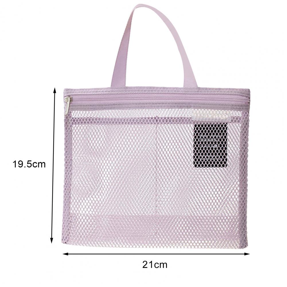 21*19.5cm Mesh Toiletry Bag With Handle Zipper Breathable Shower Travel Makeup Cosmetic Organizer Bag Beach Swimming Pool Tools