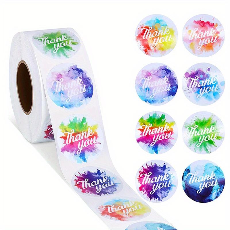 

500pcs Vibrant Watercolor Thank You Stickers - Dreamy Pastel Designs, Self-Adhesive Labels for Handmade Crafts & Sealing Decorations, Multicolor Gradi