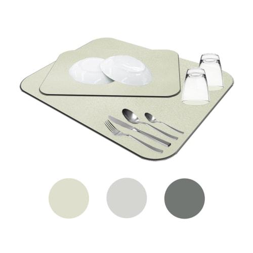 Draining Mat, Diatomaceous Earth with Silver Ions, Made In Japan, Kitchen Dishware (Set of 2, Old Lace)