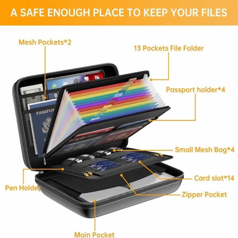 Waterproof Fireproof Document Box Large Capacity Portable Safe Storage Case  Office Use