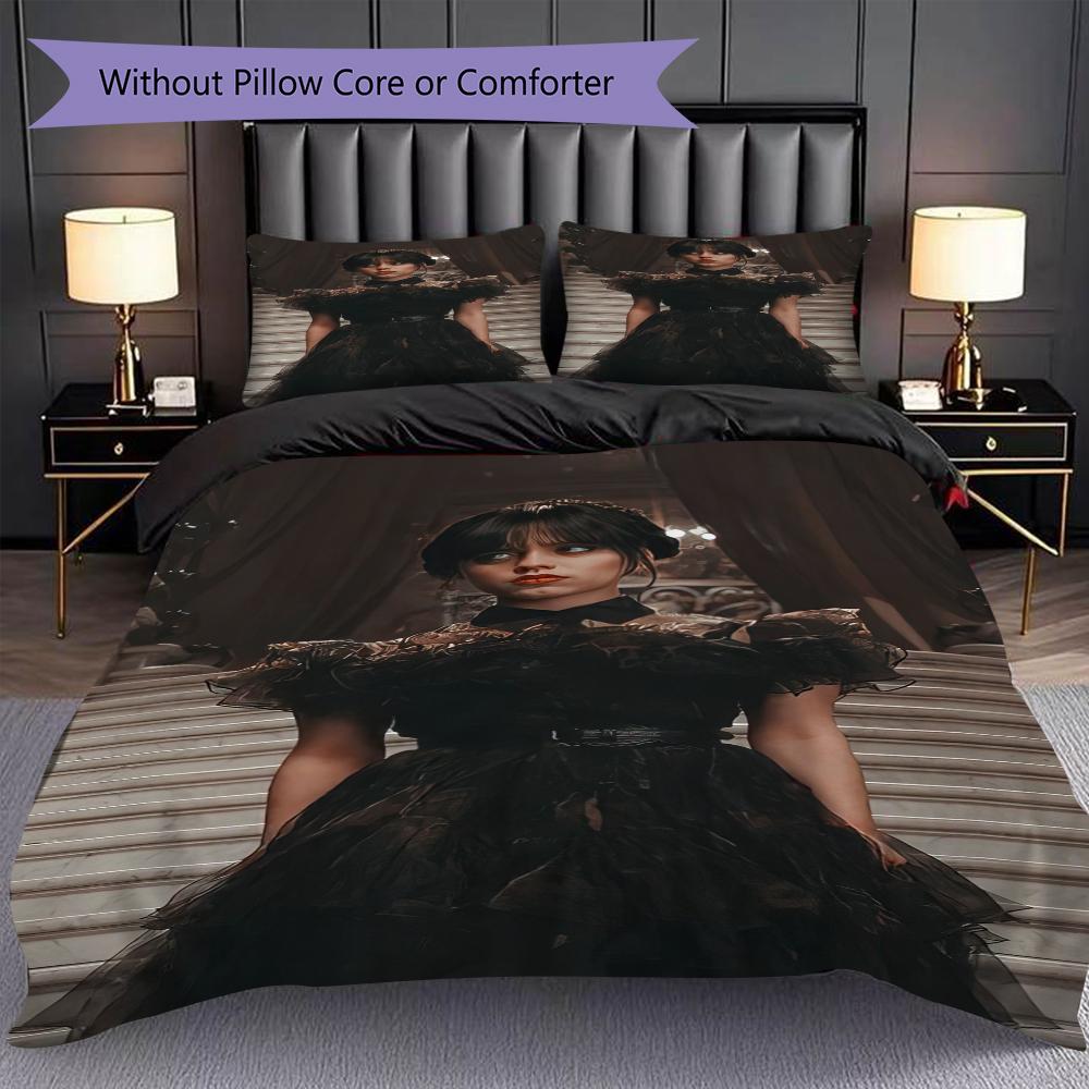 1PC Wednesday pattern Bedding Quilt Set Quilt Cover Pillowcase Home Decoration Birthday Gift (1 * duvet cover + 53 * pillowcase, without core)