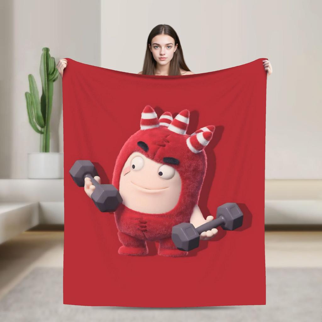 O-Oddboded kreslená flanelová deka Super měkká přehozová deka do ložnice Dekorativní novinka Přehoz na postel Potah na pohovku/postel