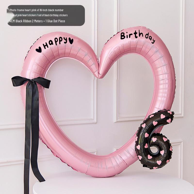 40-inch Pink Heart Balloon with Bow & Number for First Birthday Decoration