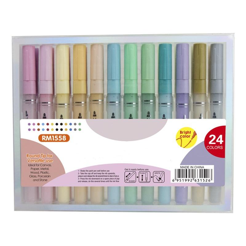 

24 colors Morandi Acrylic Paint Markers - Waterproof Water-Based Ceramic Pens for DIY Hand Painting Crafts & Art Supplies