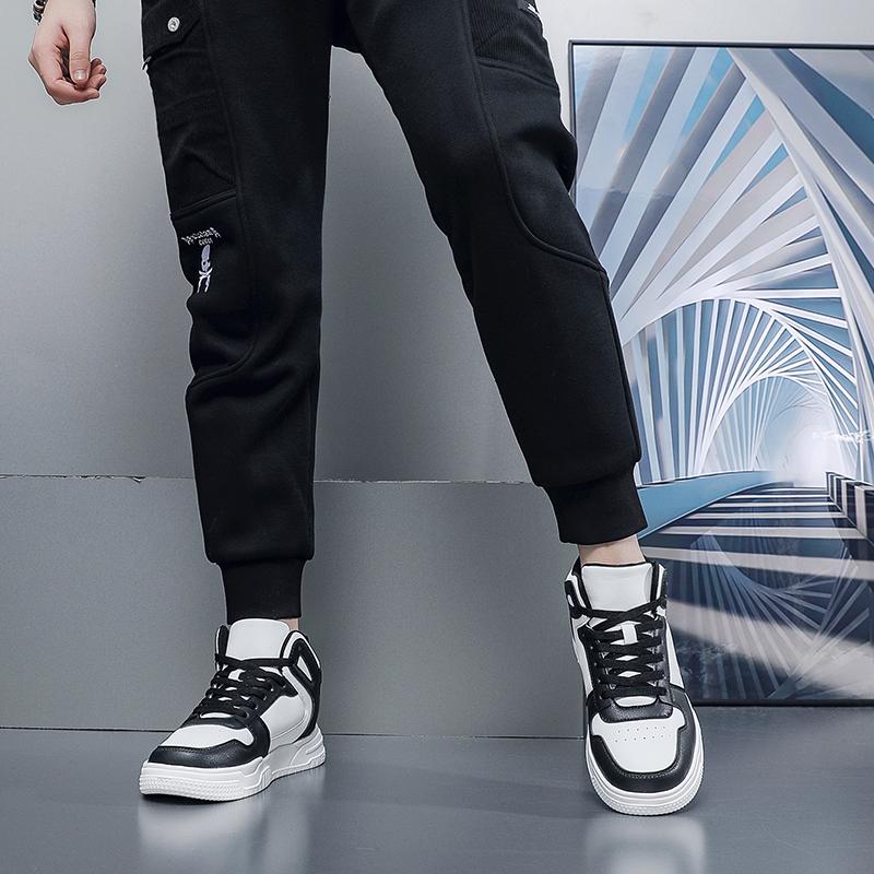Men’s Sports Shoes Casual Grey Skateboard Shoes White High Top Jogging Sneakers Shoes for Students Over Sized