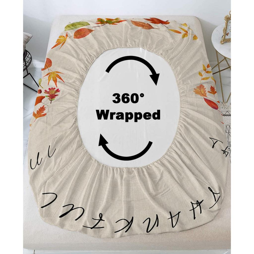 Autumn Maple Leaf Pattern Sheet Three-Piece Digital Printed Sheet Bedding Set Adult Children