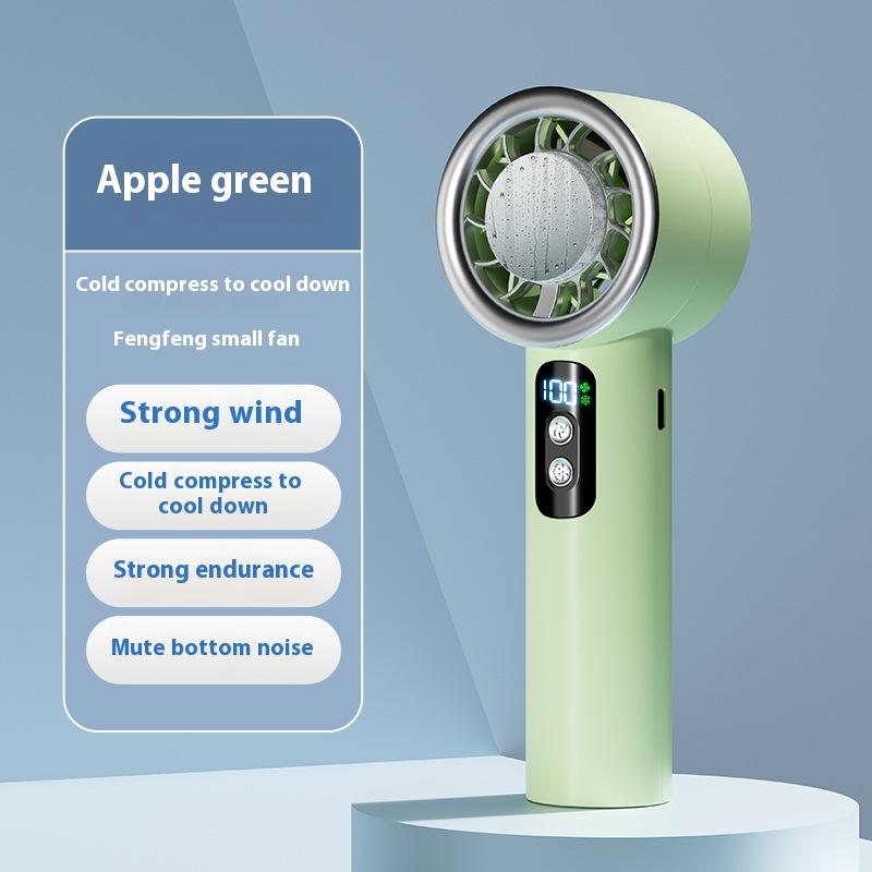 

Summer Portable Ice Compress Handheld Turbo Fan 3 Wind Speeds Adjustable Mini Personal Fan Battery Operated Electric Fan армія зелений колір