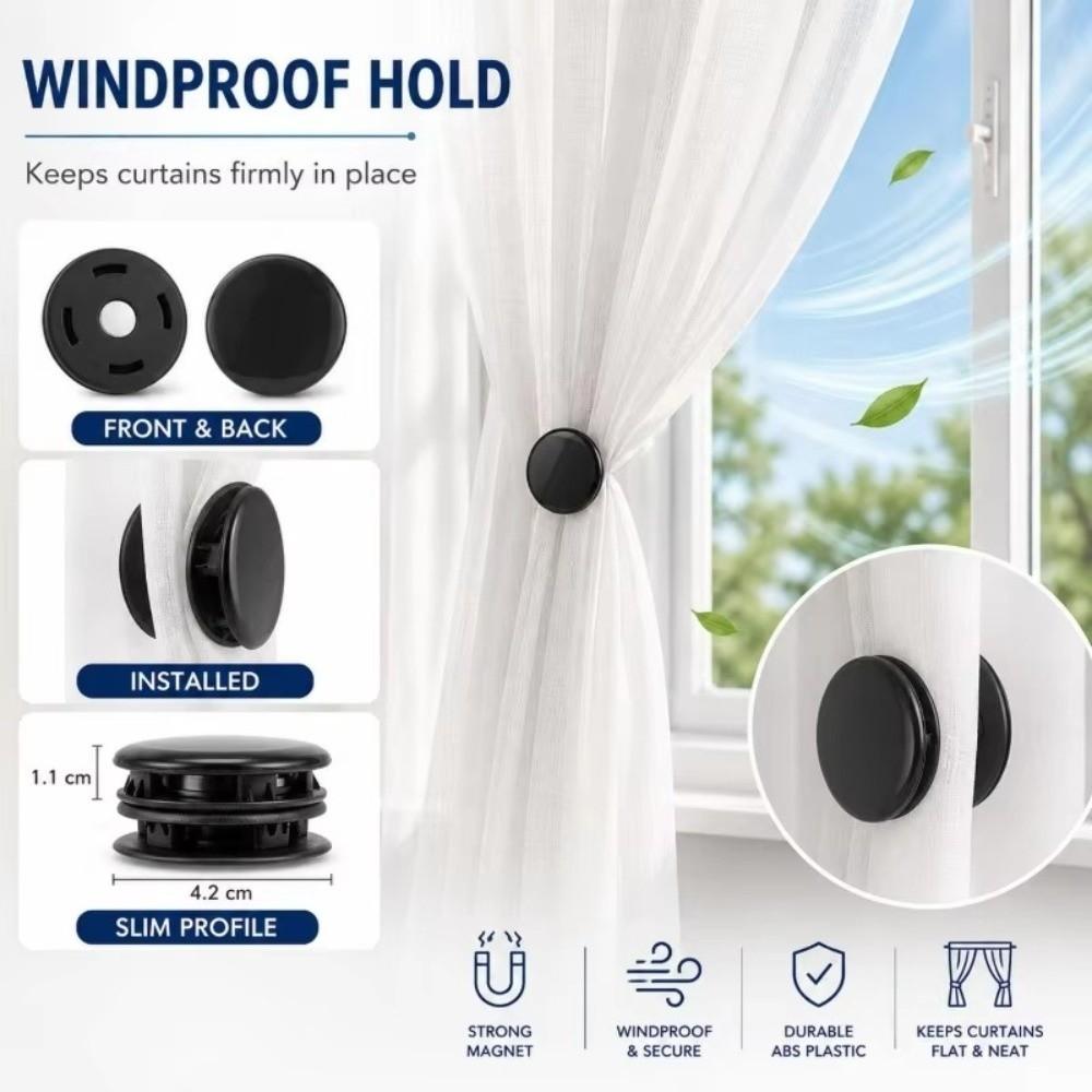 No Drill Magnetic Curtain Closure Clips ABS Curtain Gap Stoppers  Bedroom Dorm Shower Curtain