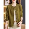 Rundhals-Pulloverjacke Damen Frühling und Herbst Lockerer Oberteil Übergröße Western-Stil Kurze Strickjacke