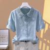 Loose Pure Cotton Embroidered Shirt Design Sensation Short Sleeve Women's Fashion Outlets Breathable Comfortable Casual Blouse