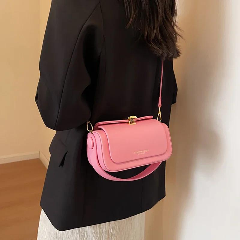 Leather PU Crossbody Bag for Women Portable Bag Shoulder Bag French Pop Luxury Square Commuting High Quality Fashion