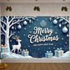 Christmas Decoration Elegant Design Christmas Tree Banner New Year Banner Blue Theme Reindeer Banner For Family Gathering New