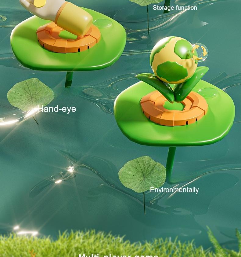 1SET Children's Ejection Frog Turntable Cartoon Net Fishing Bouncing Frog Concentration Training Sound and Light Electric Toy