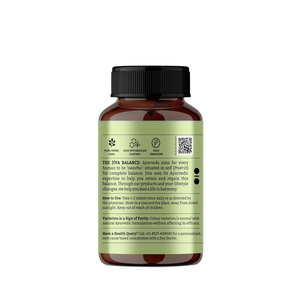 Jiva Ashwagandha Tablets 500mg 120 Tablets Pack of 3 Pure Herbal Supplement for Energy & Vitality