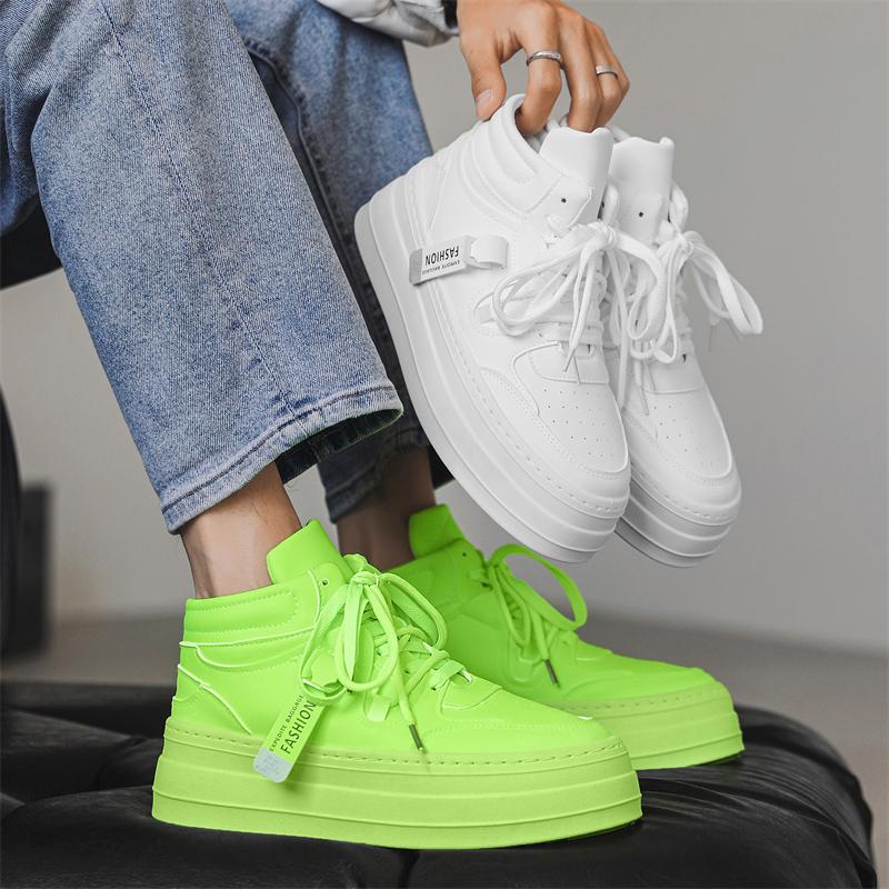 Fashion Green Designer Mens Sneakers Autumn Casual Sports Skateboard Shoes For Men High top White Sneaker Platform Footwear Male