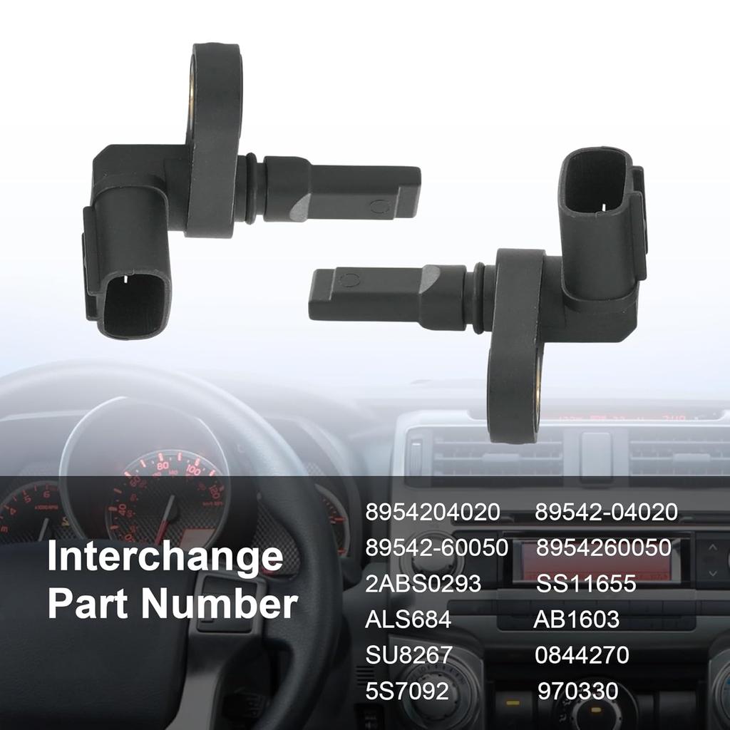 89542-04020 ABS Wheel Speed Sensor 2 Pcs Replacement for Toyota Tacoma 05-20, for 4Runner 03-20, for FJ Cruiser 07-14, for Land Cruiser 08-20, for